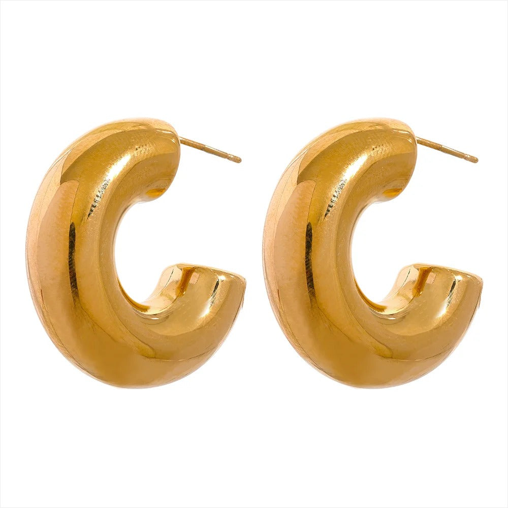 Bold Elegance: Gold Chunky Huggie Earrings