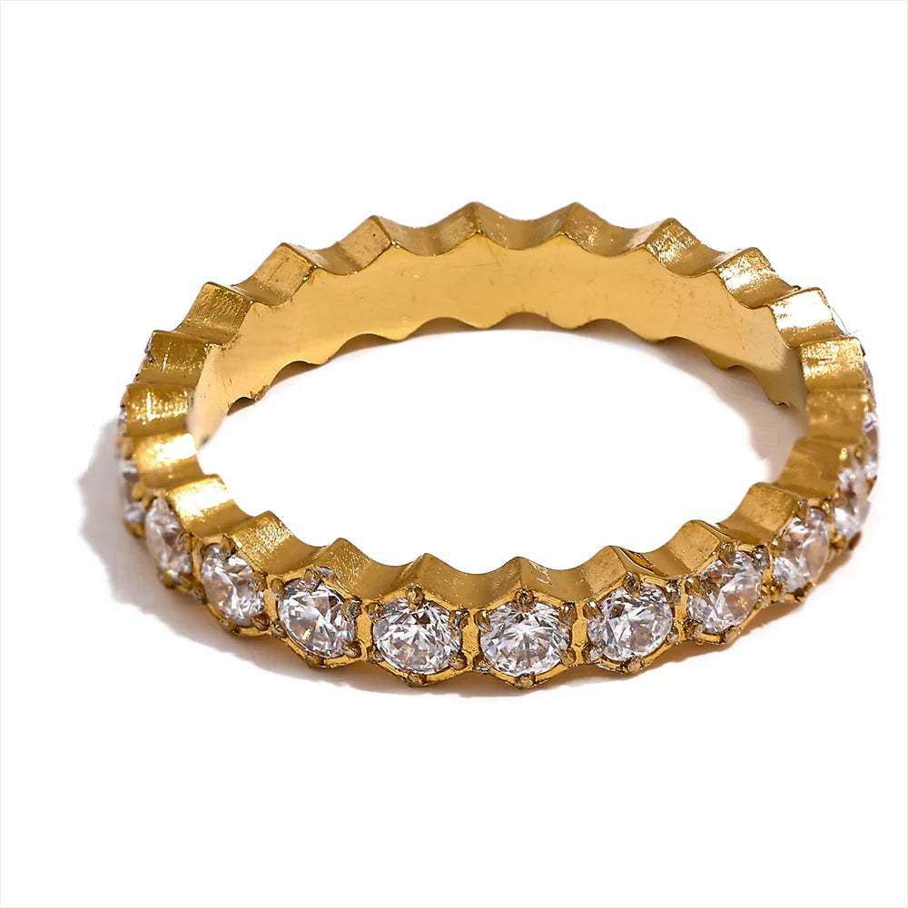 Honeycomb Band - Crystal Ring Gold / Silver