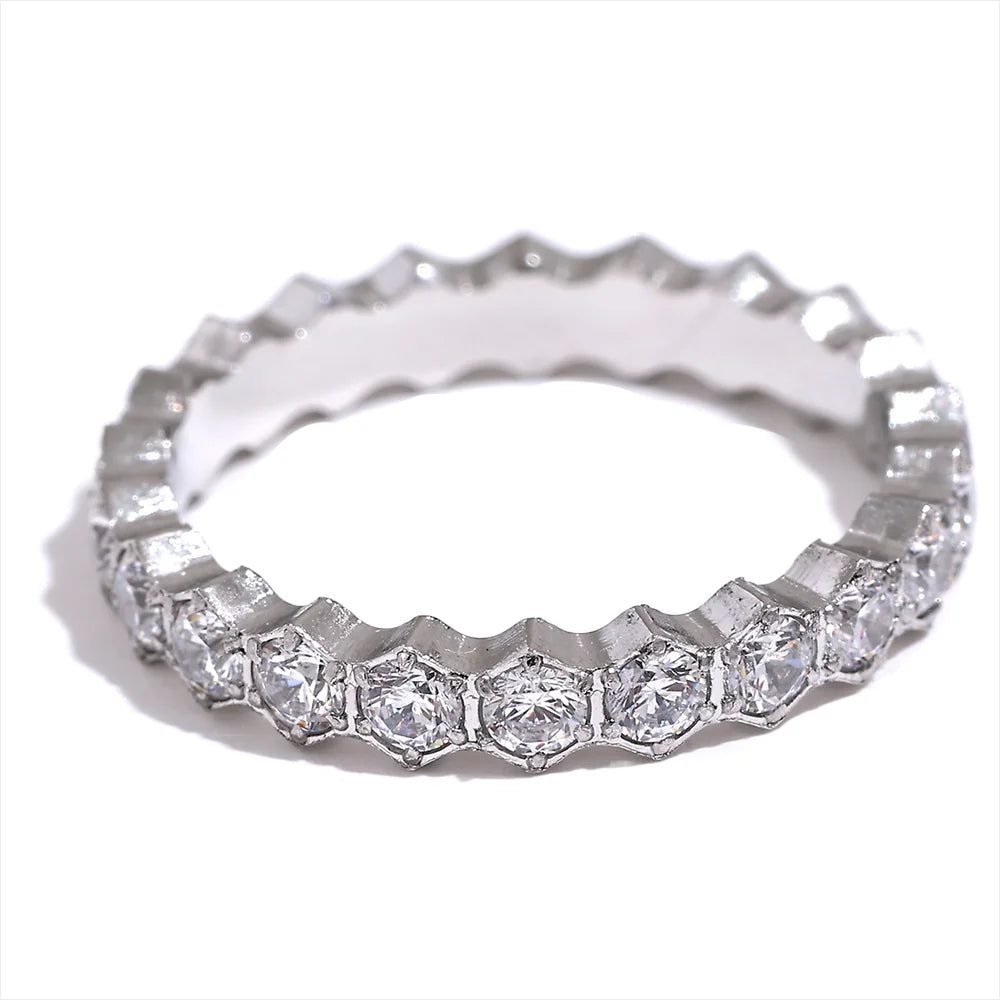 Honeycomb Band - Crystal Ring Gold / Silver