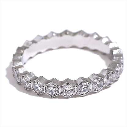 Honeycomb Band - Crystal Ring Gold / Silver