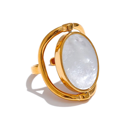 All Kinds of Love - Gold Swivel Ring with Rhodochrosite and Shell