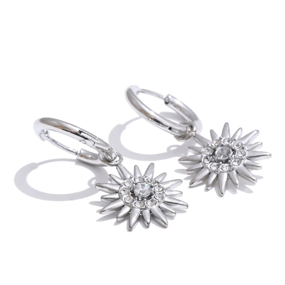 Aurora - Sun Hoop Earrings with Crystals