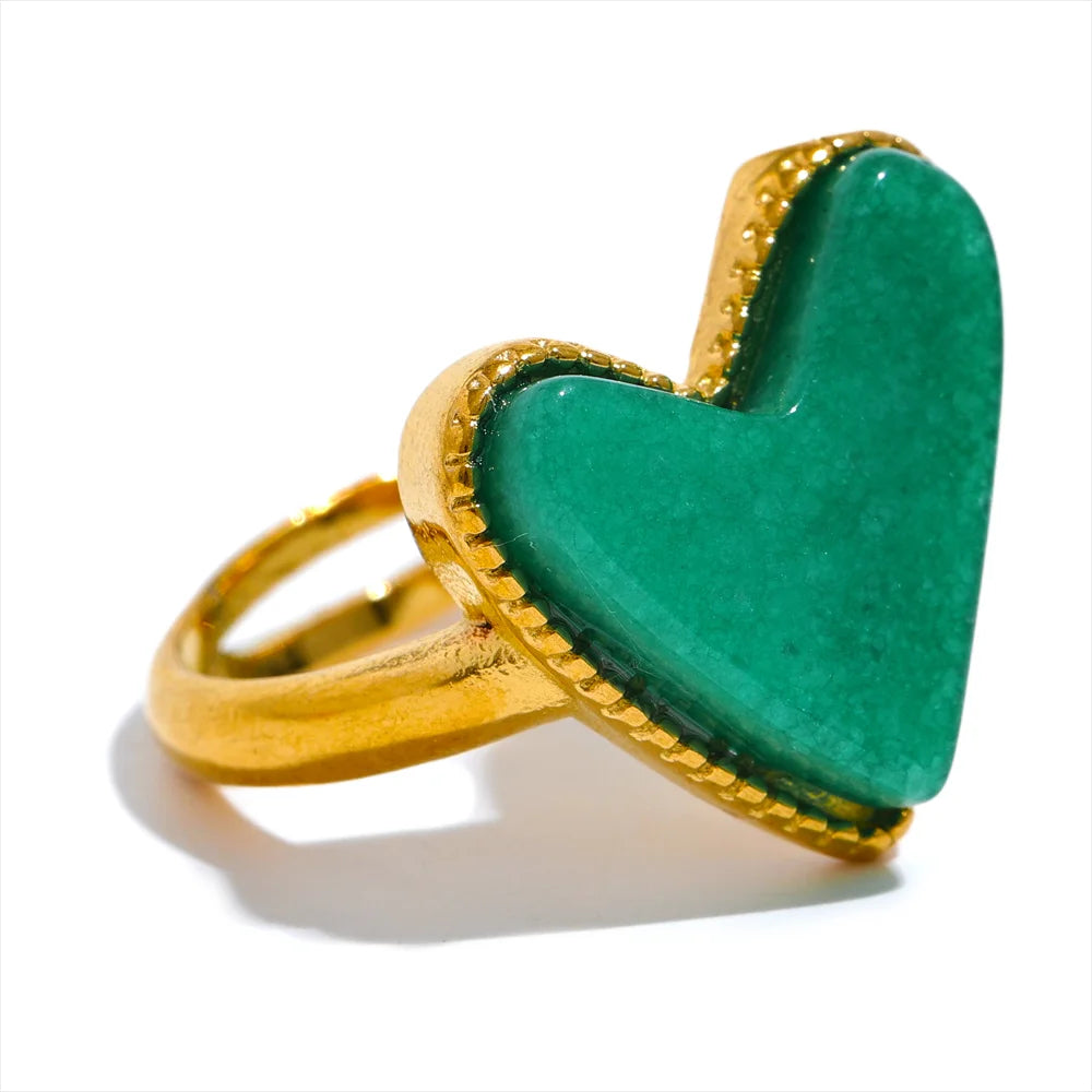 Emotions - Heart Gemstone Adjustable Ring