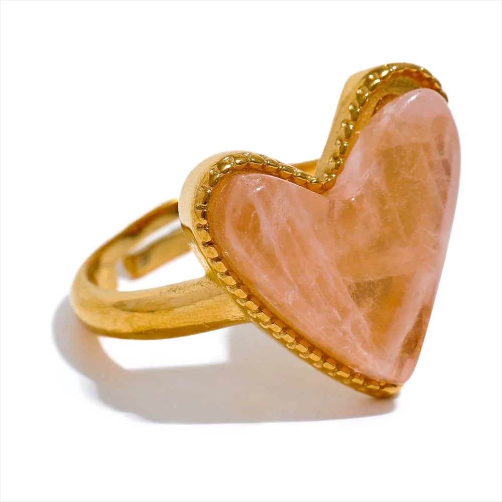 Emotions - Heart Gemstone Adjustable Ring