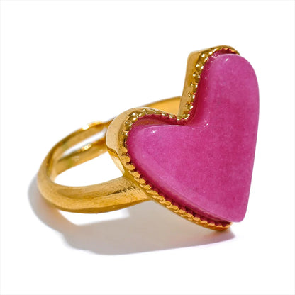 Emotions - Heart Gemstone Adjustable Ring