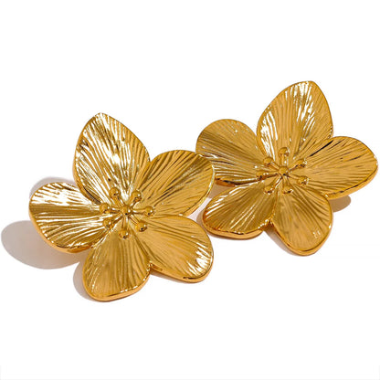 Golden Blossom: 18K Large Flower Earrings