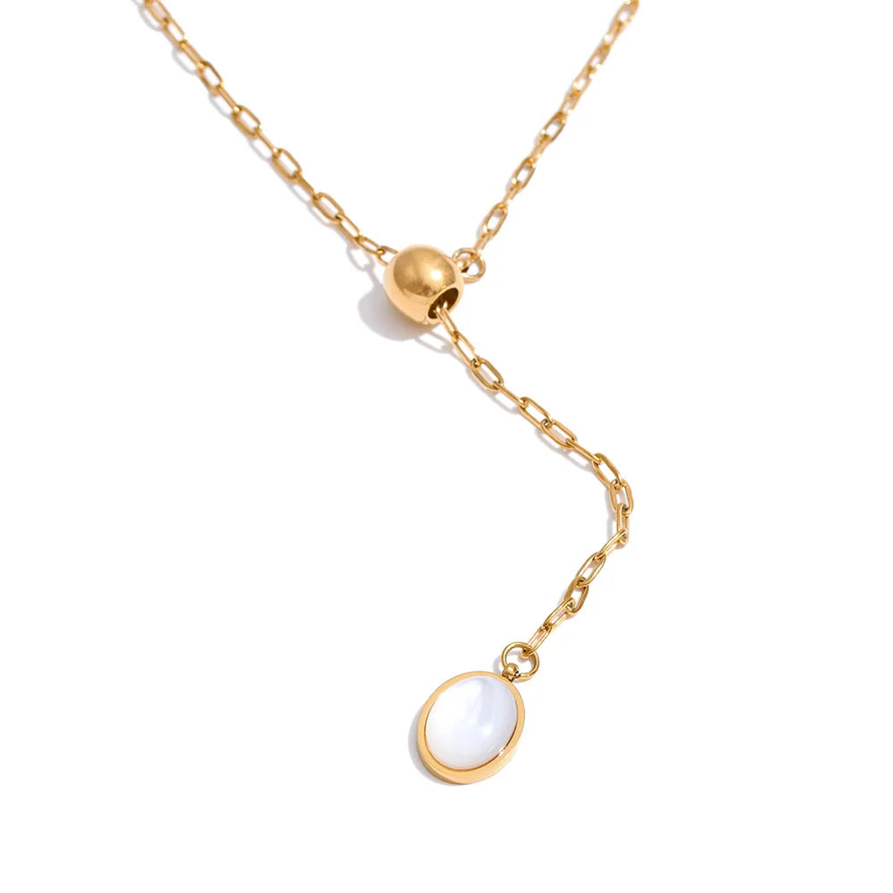 Serene Soul - Mother of Pearl Lariat Necklace