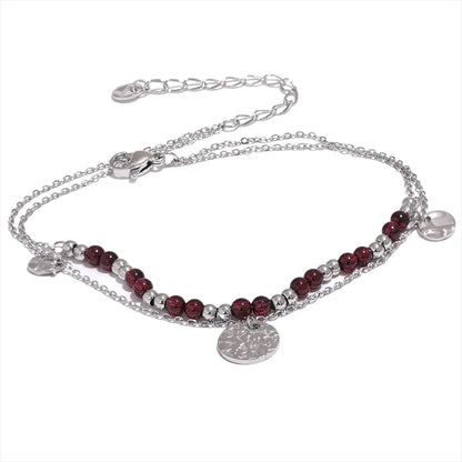 Push Forward - Silver Dainty Bracelet with Garnet