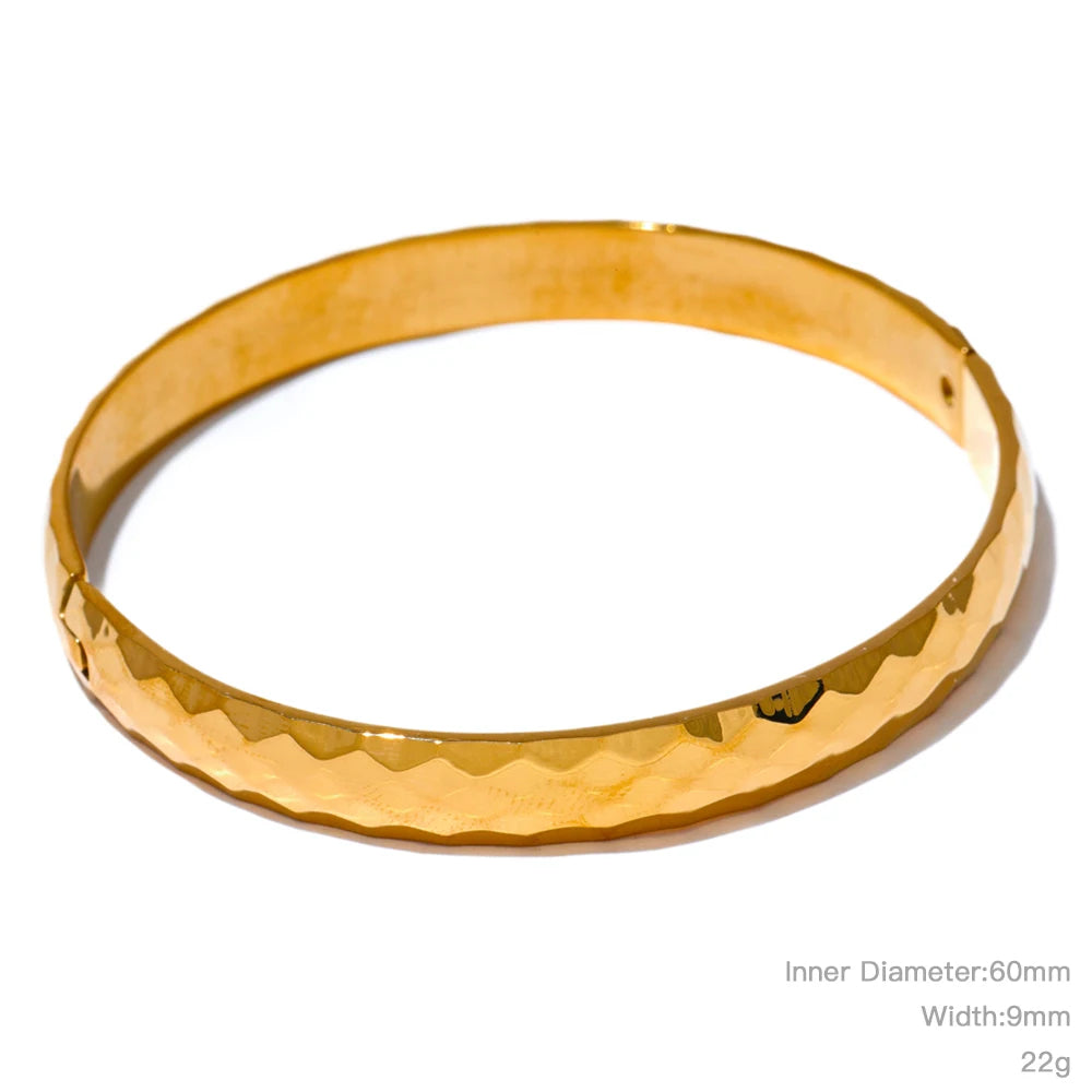 Geometric Pattern Gold/Silver Bangle Bracelet