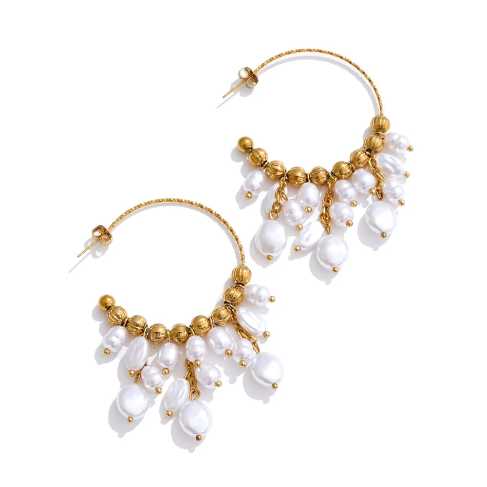 Free Expression - Exaggerated  Drop Earrings with Pearls