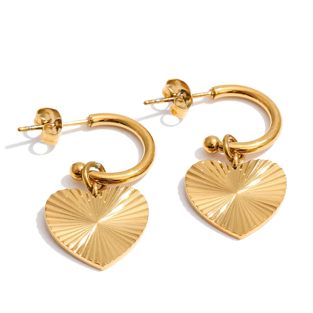 Sunburst Heart Hoop Earrings
