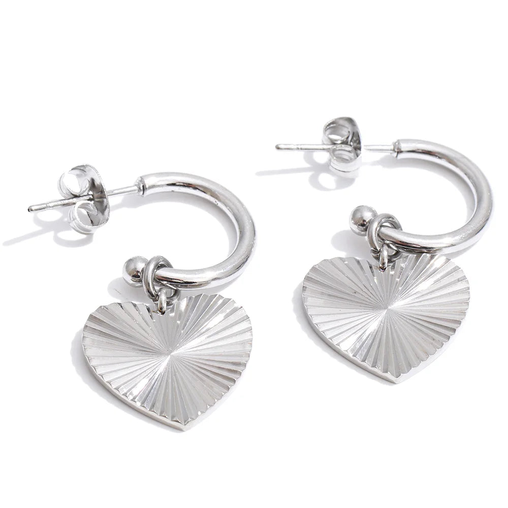 Sunburst Heart Hoop Earrings