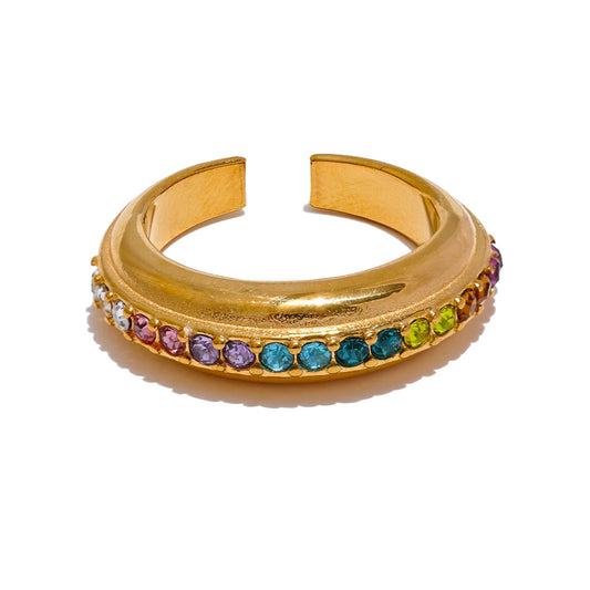 Nova Glow - Rainbow Crystal Gold Ring