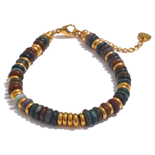 Manifesting Serenity: Indian Agate Gold Women Bracelet