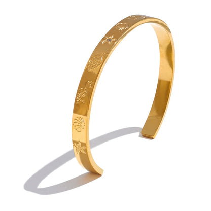 Ocean Treasures - Gold Cuff Bangle Bracelet