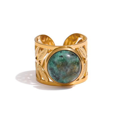 Blessed Tranquillity - 18k Open ring with African Turquoise Jasper