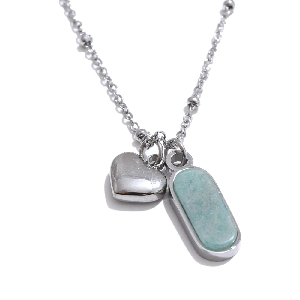 Heart & Stone - Dainty Amazonite Necklace Gold/Silver