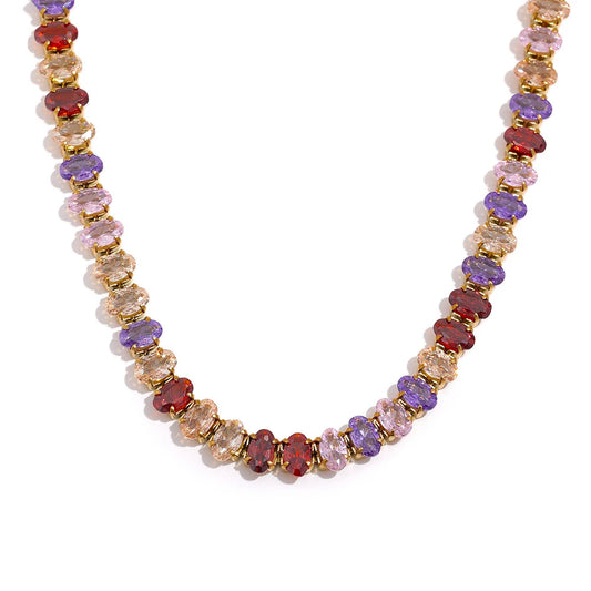 Nova Glow - Rainbow Crystal Tennis Choker Necklace