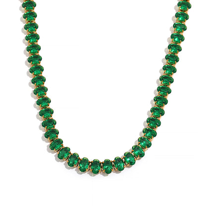 Nova Glow - Green Crystal Tennis Choker Necklace for Women