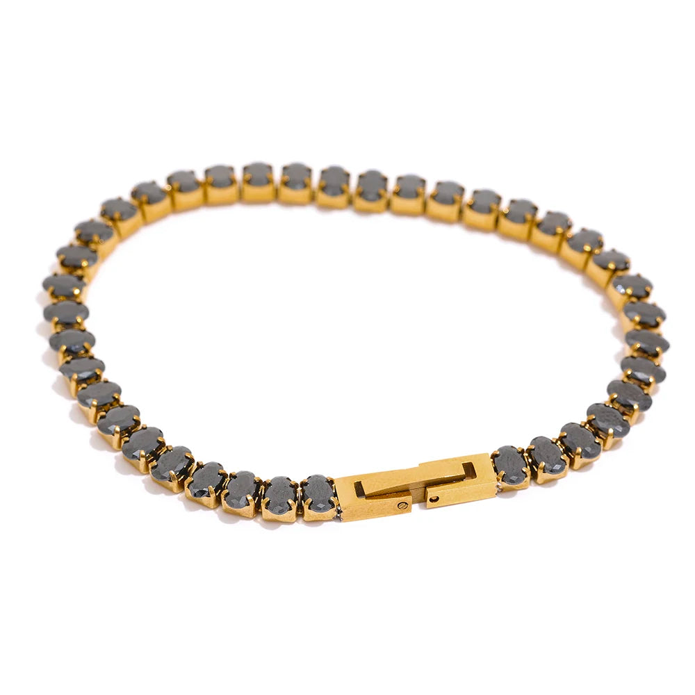 Nova Glow - Black Crystal Tennis Bracelet for Women