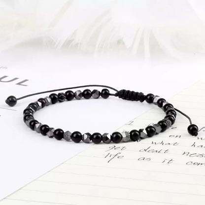 Fearless - Adjustable Bracelet with Hematite and Black Agate For Men I Women