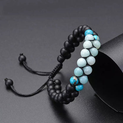 Give Courage - Adjustable Bracelet with Black Agate and Amazonite For Men I Women