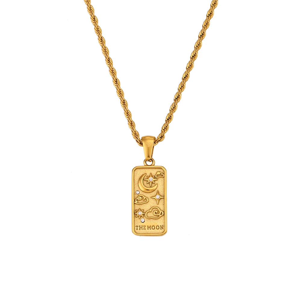 The Moon - Tarot card  18k Necklace