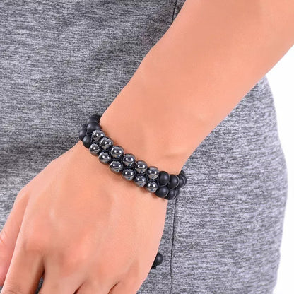 Equilibrium - Adjustable Bracelet with Hematite and Black Agate For Men I Women