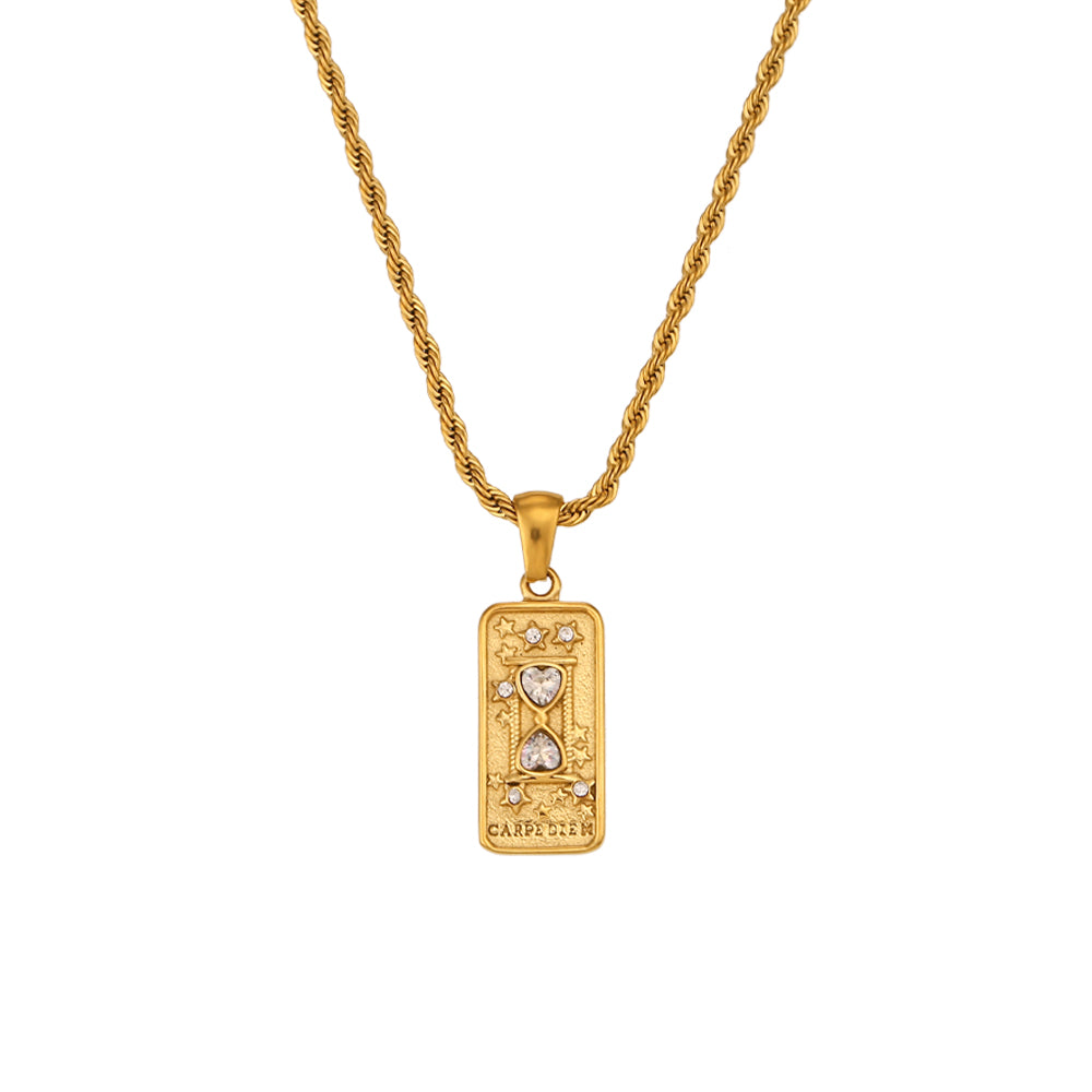 Carpe Diem - Tarot card  18k Necklace