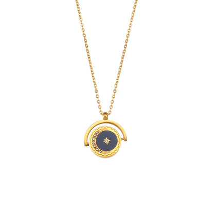 Loyal Companion - Moon 18k Dainty Necklace with Black Enamel