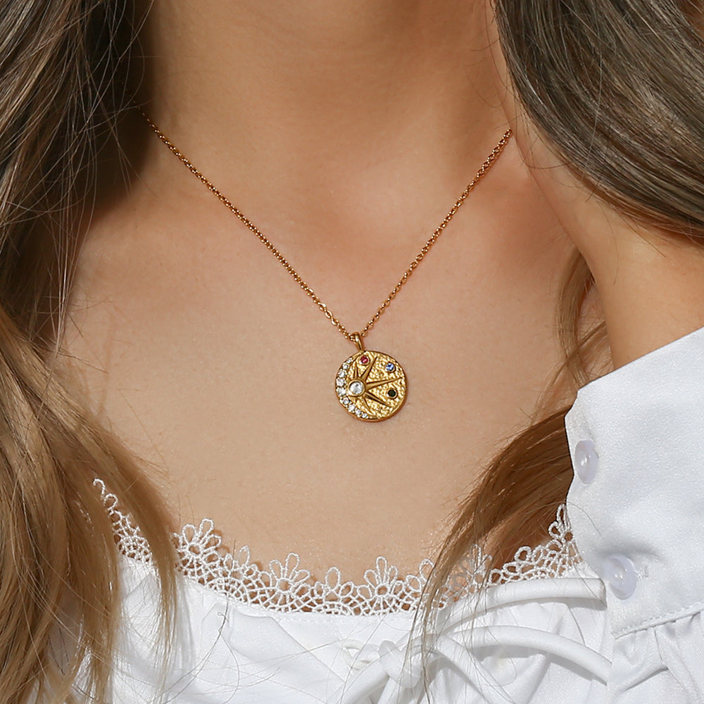 Joy and Positivity - 18k Necklace with Moon and Sun