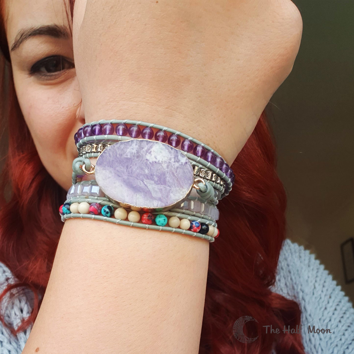 Over and above - Matte Raw Chevron Amethyst Wrap Bracelet