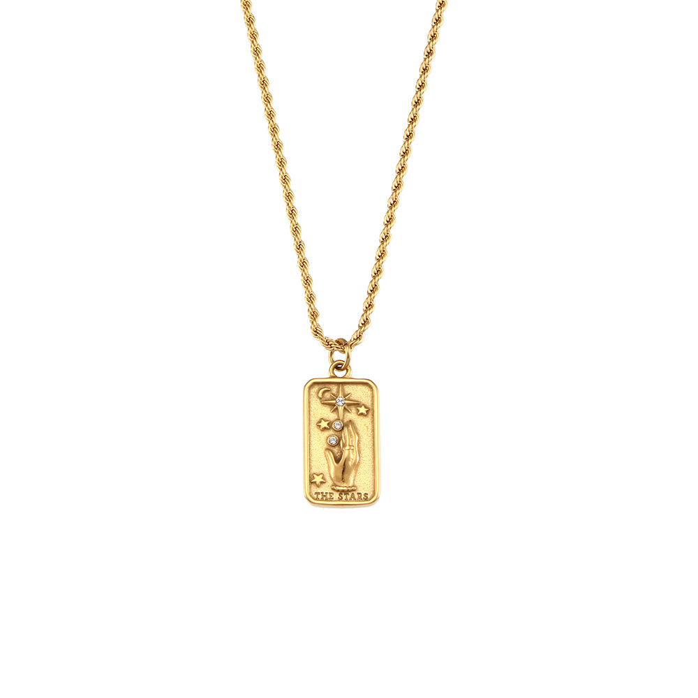 The Stars - Tarot card  18k Necklace