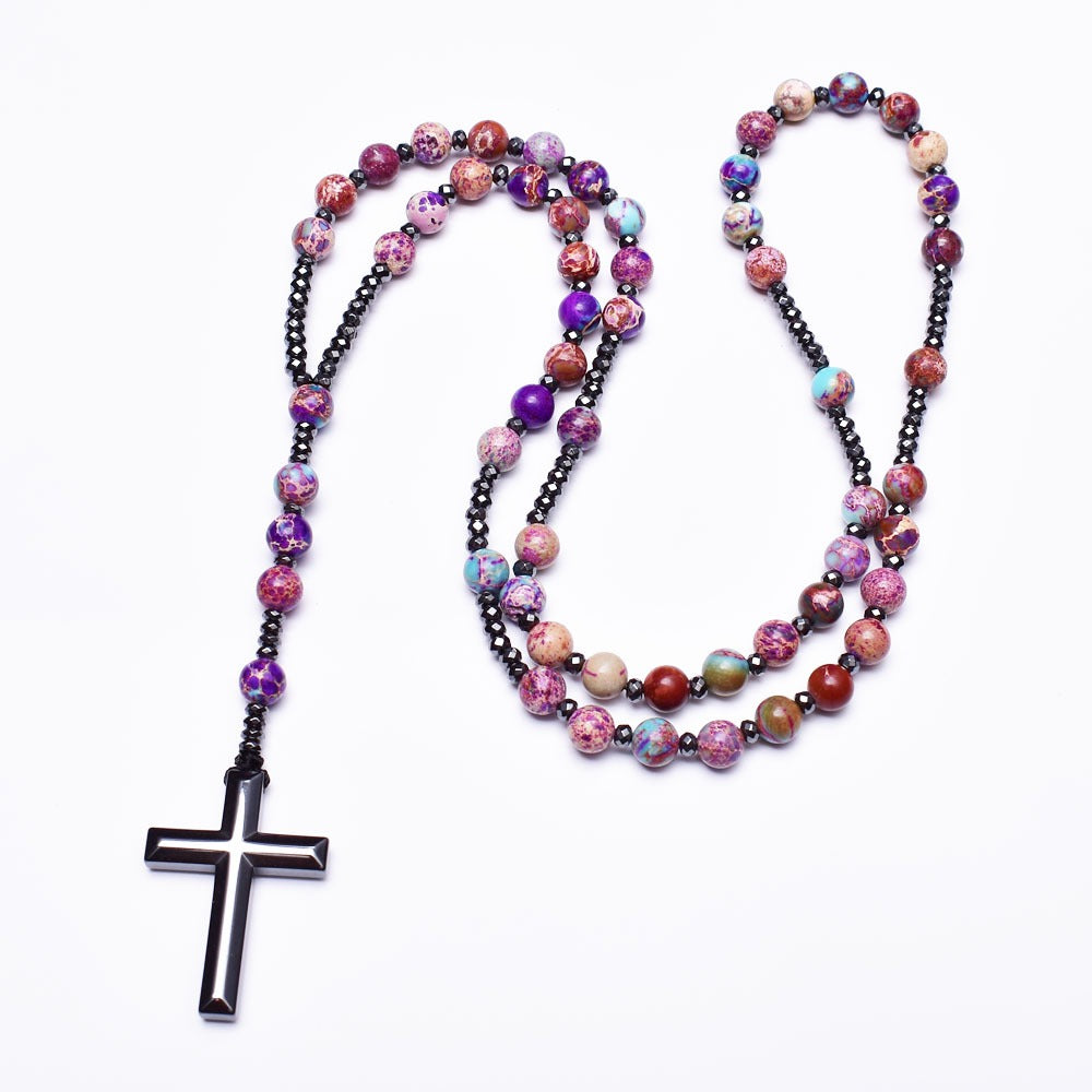 Fearlessness - Hematite Rosary with Purple Imperial Jasper