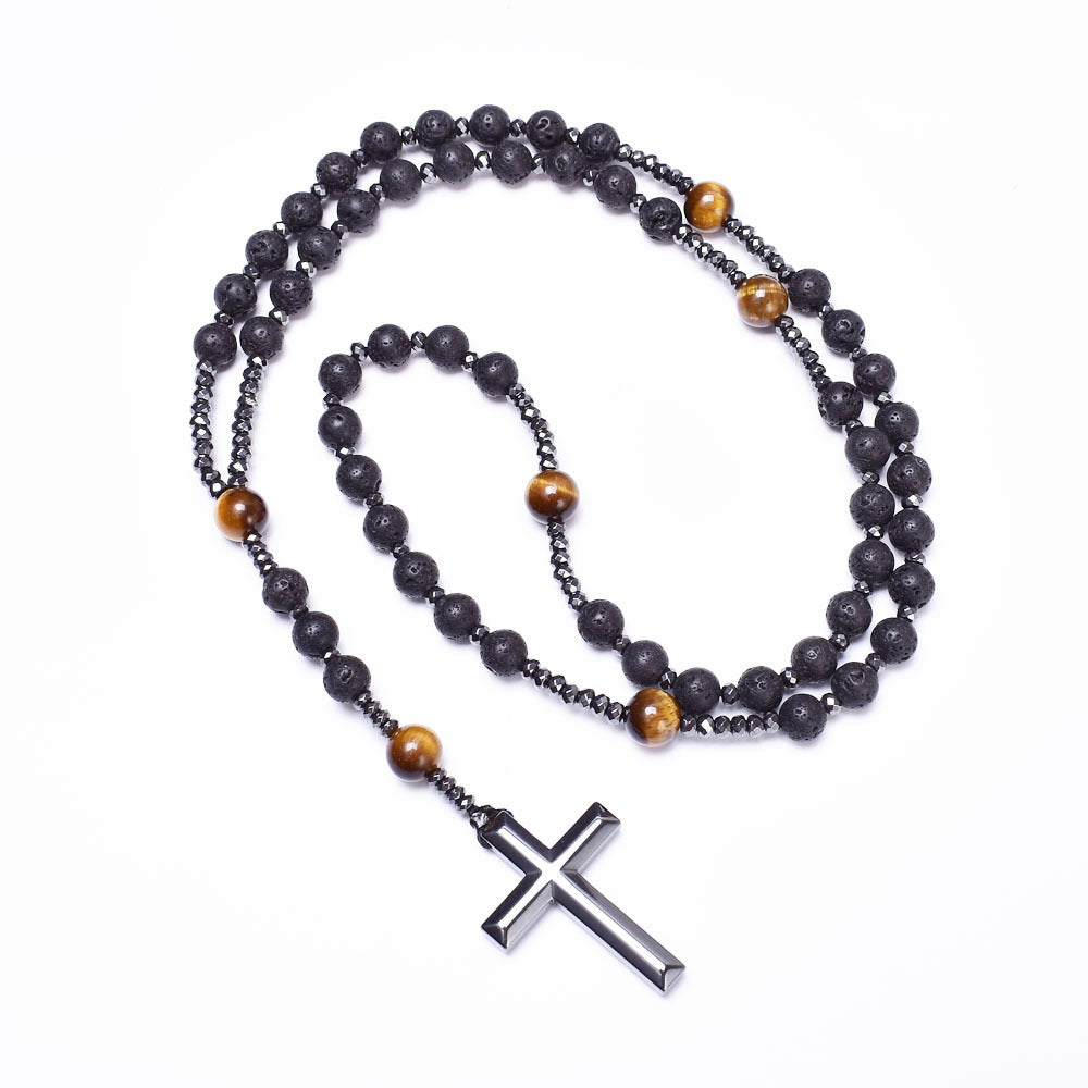 Stone rosary necklace hotsell